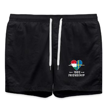Hungary and Sweden 100% friendship - Swim Trunks - black - Front - AI Model Male 185 light (185cm)