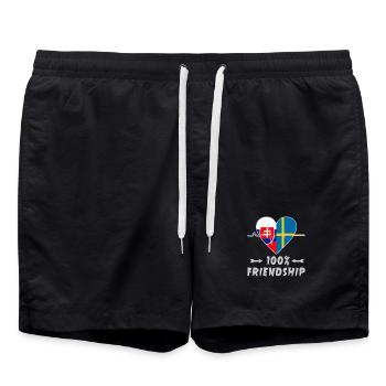 Slowakei und Schweden 100% Freundschaft - Badeshorts - Schwarz - Vorne - AI Model Male 185 light (185cm)