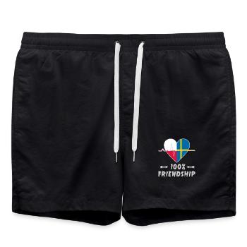 Polen und Schweden 100% Freundschaft - Badeshorts - Schwarz - Vorne - AI Model Male 185 light (185cm)