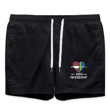 Lettland und Schweden 100% Freundschaft - Badeshorts - Schwarz - Vorne - AI Model Male 185 light (185cm)