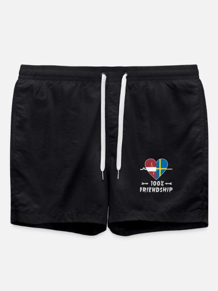 Latvia and Sweden 100% friendship - Swim Trunks - black