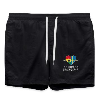 100 % amitié entre le Ghana et la Suède - Short de bain - noir - Devant - AI Model Male 185 light (185cm)