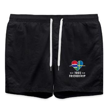 100 % amitié entre la Gambie et la Suède - Short de bain - noir - Devant - AI Model Male 185 light (185cm)