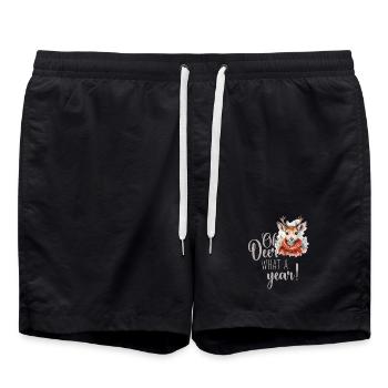 Oh Deer What a Year Weihnachtsmarkt  - Badeshorts - Schwarz - Vorne - AI Model Male 185 light (185cm)