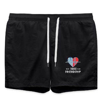 Griechenland und Norwegen 100% Freundschaft - Badeshorts - Schwarz - Vorne - AI Model Male 185 light (185cm)