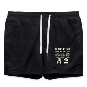 Humour Tracteur Cadeau homme femme enfant Agricult - Short de bain - noir - Devant - AI Model Male 185 light (185cm)