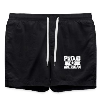 Stolz auf Amerika Flaggenmotiv - Badeshorts - Schwarz - Vorne - AI Model Male 185 light (185cm)