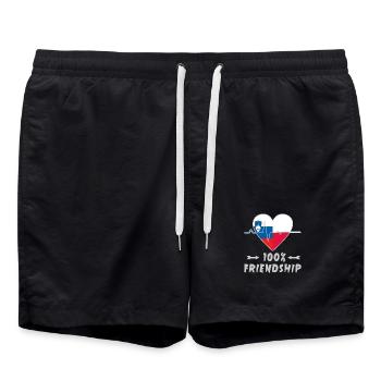 Slowenien und Polen 100% Freundschaft - Badeshorts - Schwarz - Vorne - AI Model Male 185 light (185cm)