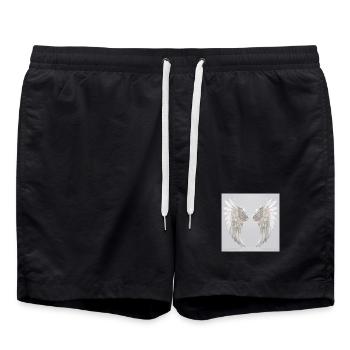 Engelsflügel weiß - Badeshorts - Schwarz - Vorne - AI Model Male 185 light (185cm)