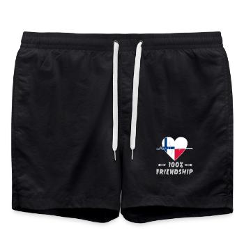 Finnland und Polen 100% Freundschaft - Badeshorts - Schwarz - Vorne - AI Model Male 185 light (185cm)