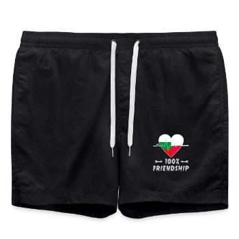 Bulgarien und Polen 100% Freundschaft - Badeshorts - Schwarz - Vorne - AI Model Male 185 light (185cm)