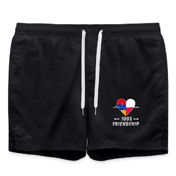 Armenia and Poland 100% friendship - Swim Trunks - black - Front - AI Model Male 185 light (185cm)
