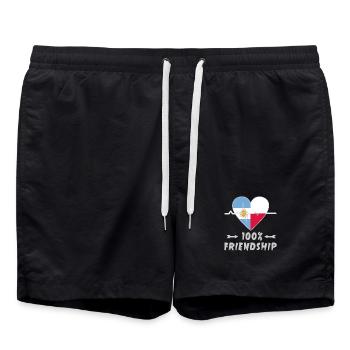 Argentinien und Polen 100% Freundschaft - Badeshorts - Schwarz - Vorne - AI Model Male 185 light (185cm)