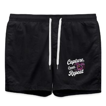 Erfassen Erstellen Wiederholen - Badeshorts - Schwarz - Vorne - AI Model Male 185 light (185cm)