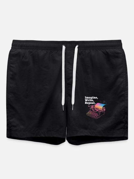 Imagine, Write, Repeat - Swim Trunks - black