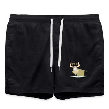 Illustration joyeuse et colorée d’un yak - Short de bain - noir - Devant - AI Model Male 185 light (185cm)