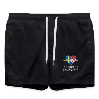 100 % amitié entre la Suède et la Croatie - Short de bain - noir - Devant - AI Model Male 185 light (185cm)