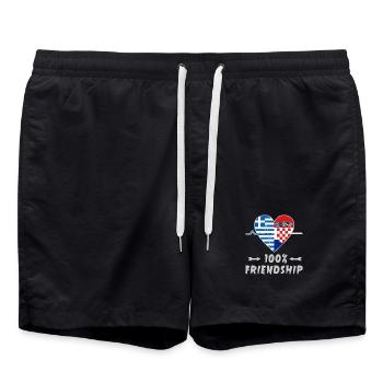 Griechenland und Kroatien 100% Freundschaft - Badeshorts - Schwarz - Vorne - AI Model Male 185 light (185cm)