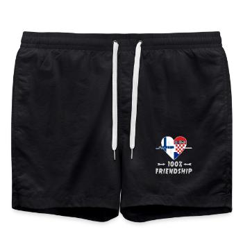 Finnland und Kroatien 100% Freundschaft - Badeshorts - Schwarz - Vorne - AI Model Male 185 light (185cm)