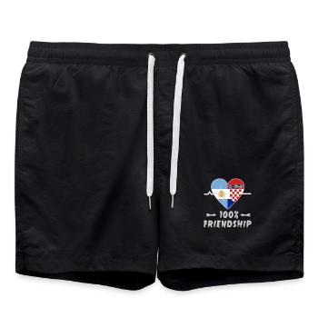 Argentinien und Kroatien 100% Freundschaft - Badeshorts - Schwarz - Vorne - AI Model Male 185 light (185cm)