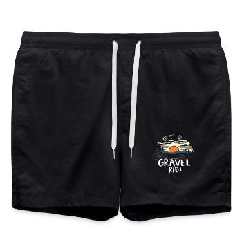 Gravel Ride - A Gift for a Cyclist - Swim Trunks - black - Front - AI Model Male 185 light (185cm)