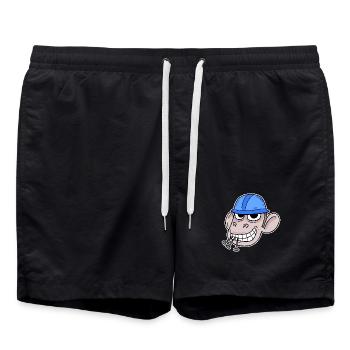 Affe Baustelle Bauarbeiter - Badeshorts - Schwarz - Vorne - AI Model Male 185 light (185cm)