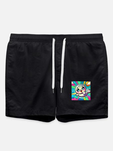 Bunte robbe - Badeshorts - Schwarz