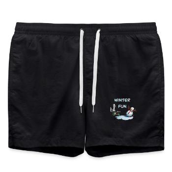 Divertissements d’hiver : Lapin et bonhomme de neige - Short de bain - noir - Devant - AI Model Male 185 light (185cm)