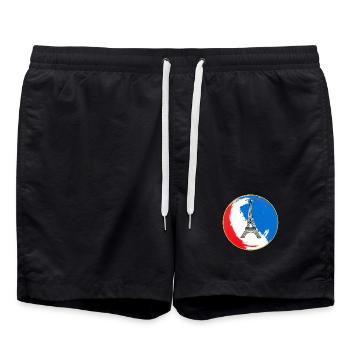 France Badge – Tricolor Pride - Swim Trunks - black - Front - AI Model Male 185 light (185cm)