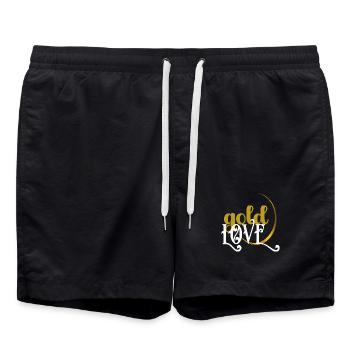 Elegantes Liebesherz-Design in Gold und Weiß - Badeshorts - Schwarz - Vorne - AI Model Male 185 light (185cm)