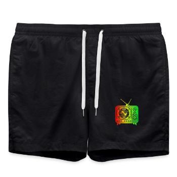 Retro TV – Oldschool Vibes - Swim Trunks - black - Front - AI Model Male 185 light (185cm)
