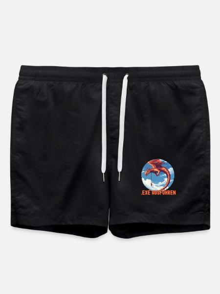 EXE AUSFÜHREN Drachen Admin IT Informatik Lustig - Badeshorts - Schwarz