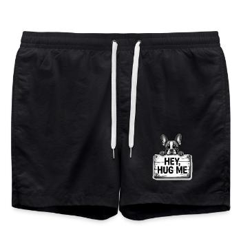 Bouledogue français – Hey, Hug Me Dog Lover Art - Short de bain - noir - Devant - AI Model Male 185 light (185cm)