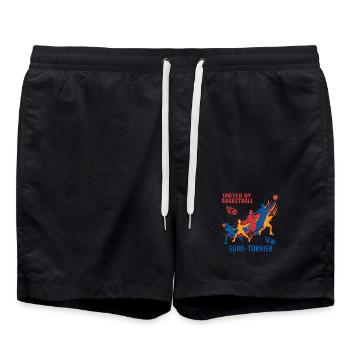 Basketball Turnier - Badeshorts - Schwarz - Vorne - AI Model Male 185 light (185cm)