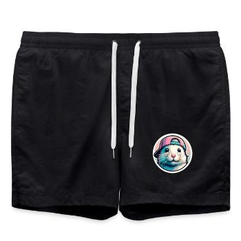 Hamster mit Kappe in Pastell - Badeshorts - Schwarz - Vorne - AI Model Male 185 light (185cm)