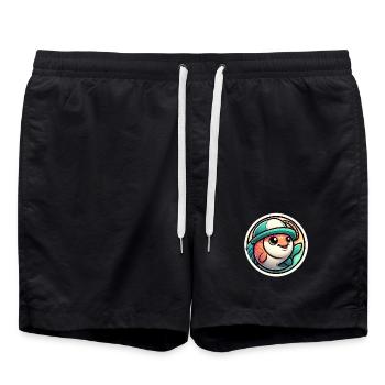 Fisch mit Anglerhut - Badeshorts - Schwarz - Vorne - AI Model Male 185 light (185cm)