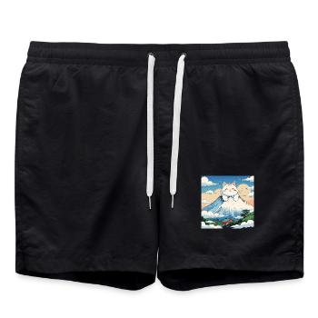 Chaton Fuji - Short de bain - noir - Devant - AI Model Male 185 light (185cm)