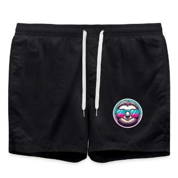 Faultier mit Sonnenbrille in Pastell - Badeshorts - Schwarz - Vorne - AI Model Male 185 light (185cm)