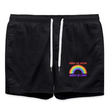 Regenbogen, geboren zu lieben, Stolz, LGBTQ+ - Badeshorts - Schwarz - Vorne - AI Model Male 185 light (185cm)