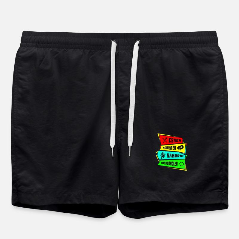 Samurai Eat Sleep Samurai Repeat - Swim Trunks - black
