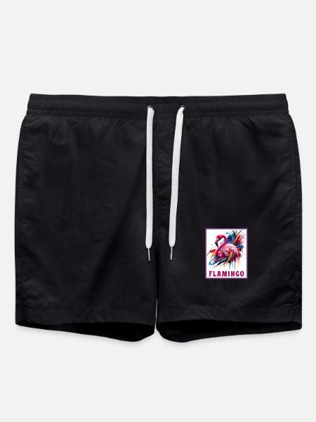 Graffiti Flamingo Explosion - Swim Trunks - black