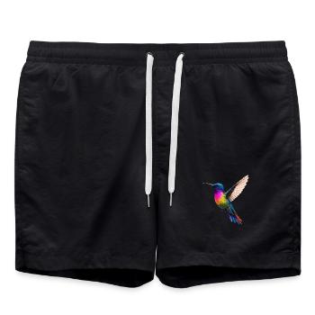 Lebendiges Regenbogen-Kolibri-Design - Badeshorts - Schwarz - Vorne - AI Model Male 185 light (185cm)