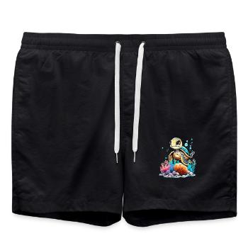 Scène vibrante des tortues sous-marines - Short de bain - noir - Devant - AI Model Male 185 light (185cm)