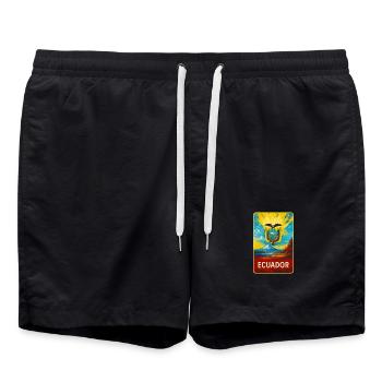 Ecuador - Farbenfrohes Emblem - Badeshorts - Schwarz - Vorne - AI Model Male 185 light (185cm)