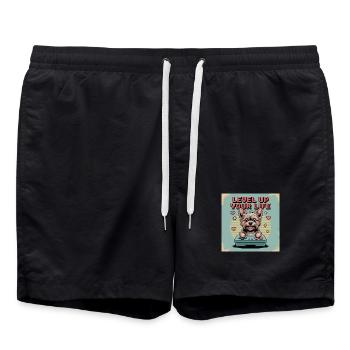Pixel Dog et Level Up Theme - Short de bain - noir - Devant - AI Model Male 185 light (185cm)