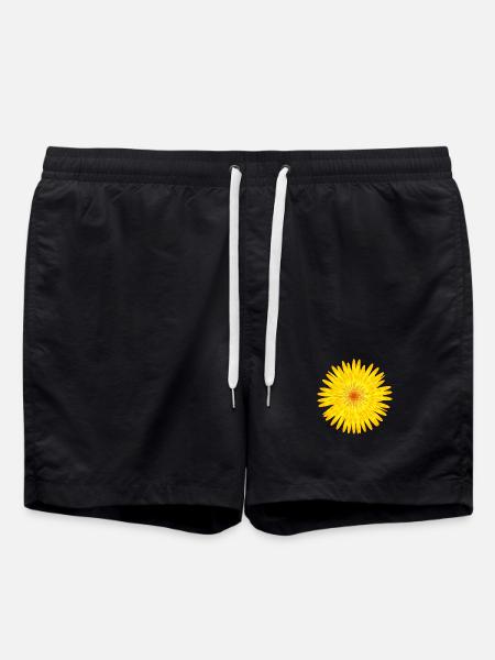 Yellow Dandelion Blossom Summer Motif - Swim Trunks - black