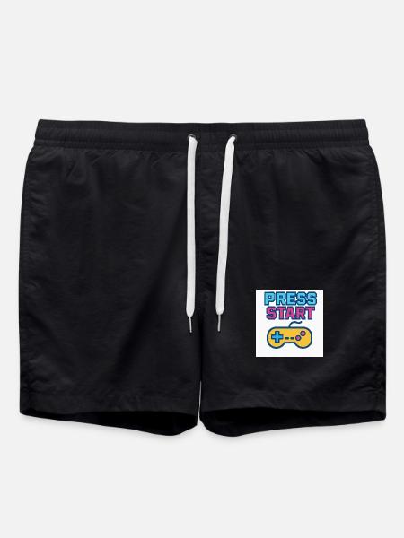 Press Start Gaming Graphics Vintage - Swim Trunks - black