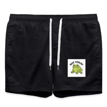 Drôle de grenouille avec texte de déclaration - Short de bain - noir - Devant - AI Model Male 185 light (185cm)