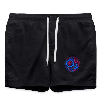 Gender-Kuddelmuddel im Kreis-Design - Badeshorts - Schwarz - Vorne - AI Model Male 185 light (185cm)