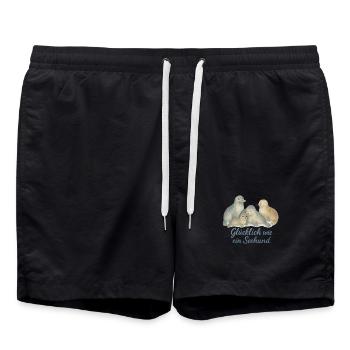 Glückliche Siegel im Aquarell - Badeshorts - Schwarz - Vorne - AI Model Male 185 light (185cm)